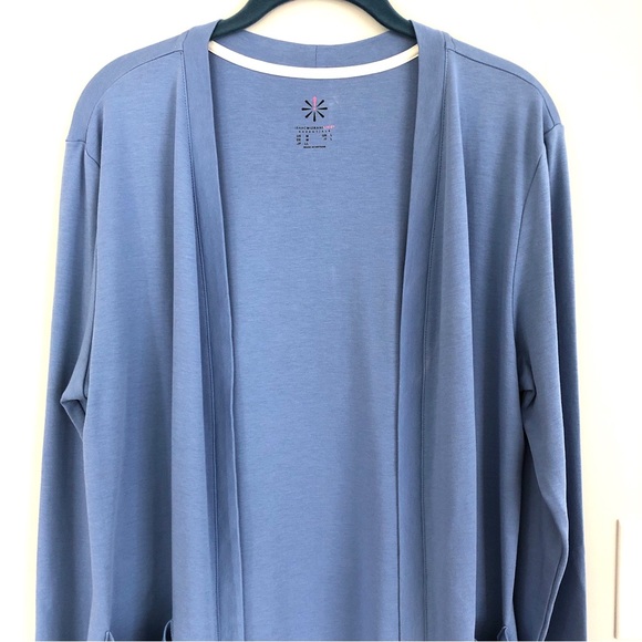 Isaac Mizrahi Live! Essentials Pima Cotton Knit Cardigan in Blue, Size M - Picture 5 of 12
